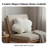 Nordic Design Sherpa Fleece Pillow Soft and Luxurious Texture Irregular Shaped Cushion Machine Washable for Homeowners, Adults, Bedroom, Bed