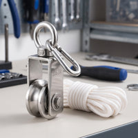 Pulley Block with Rope Heavy-Duty Pulley with Carabiner Double-Bearing Hoist for Outdoor