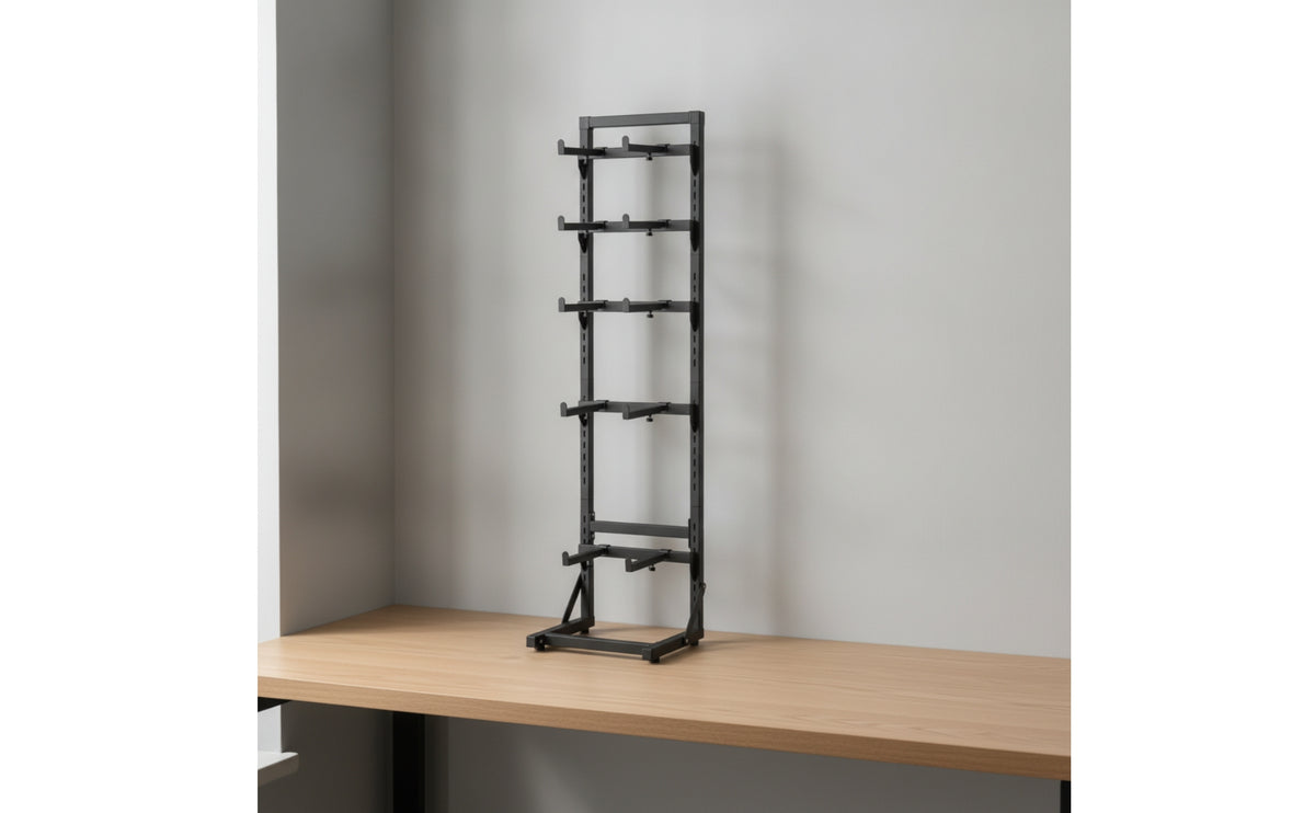 5-Tier Display Rack Black Display Rack with Hooks Split-Type Freestanding Storage Stand for Collectors, Hobbyists, Showroom, Hobby Room, Garage
