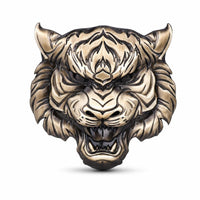 Antique Gold Tiger Face Car Emblem 3D Tiger Head Emblem Long-Lasting Hardware Thick for Bikers