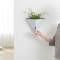 Drill-Effortless Installation Plastic Wall Hanging Flower Pot Easy to Hang Self Watering Wall Planter Lightweight Nordic Design Triangle Planter Detachable Design for Indoor