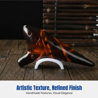 Honey Burned Ocarina, 12-Hole Ceramic, Multiple Tunings, Classical Handmade Instrument