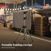 Foldable Design Telescopic Light Stand Sturdy Metal Construction Portable Work Light Stand Adjustable Photography Tripod for Street Vendors, Live Streamers, Content Creators, Night Market, Outdoor, On Location