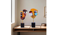 Abstract Human Face Statue Hand-Painted Abstract Face Sculpture Decor Geometric for Art Lovers, Living Room, Office