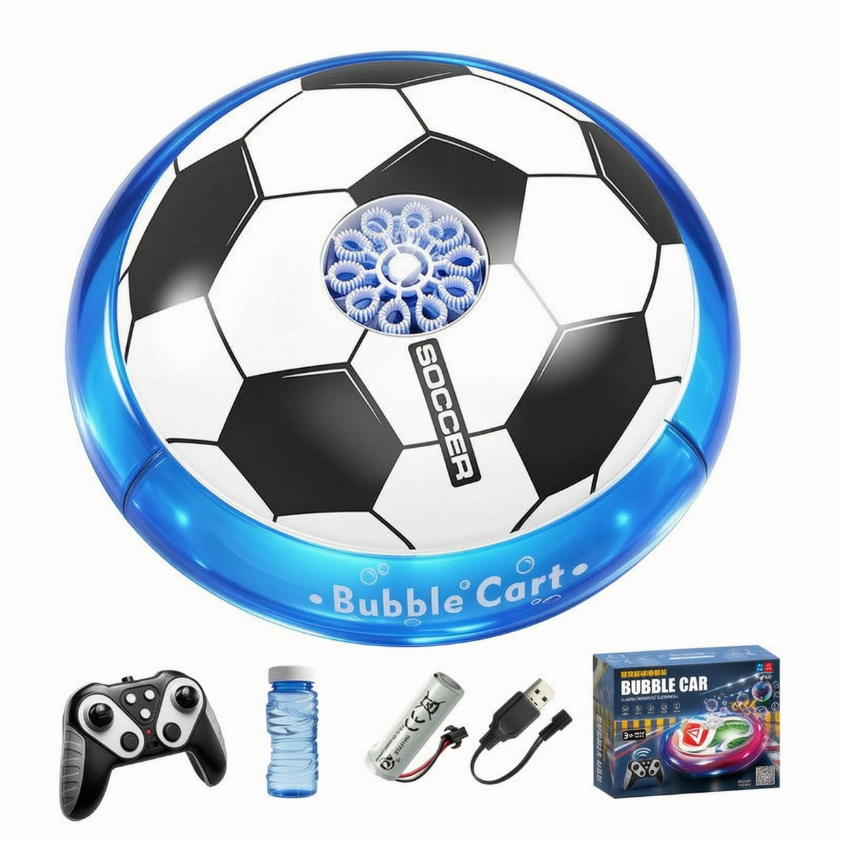 Bubble Soccer Car Translucent Circular Band Football Bubble Toy Car Kids Plaything Light and Sound 2.4G