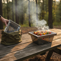 Portable Stainless Steel Folding Mini BBQ Grill with Charcoal Stove for Home Outdoor Camping