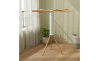 No Assembly Needed Folding Multi-Arm Drying Rack Space Saving Wooden Foldable Drying Stand Large Capacity Freestanding Clothes Airer Stable Tripod Design for Apartment