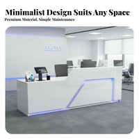 Modern Reception Desk Spacious Countertop Glossy Finish Reception Counter Stable Structure Small Business Front Desk for Receptionists, Lobby