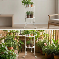 Two-Tier Plant Stand Vintage-Style Metal Botanical Holder Stand Indoor Pot Holder Rack for Patio