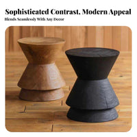 Wabi-Sabi Design Hourglass End Table Natural Look Hourglass Pedestal Multi-Functional Low Stool No Assembly Required for Hospitality Business Owners, Interior Designers, Living Room, Entryway, Hotel, Bedroom