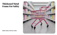 Thickened Frame Kids Metal Shopping Cart Baked Paint Finish Kids Shopping Cart Long-Lasting Toddler Grocery Trolley Heavy Duty for Toddlers, Children, Preschoolers, Playroom, Retail Shop, Home