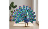 Metal Peacock Statue Multicolor Peacock Statue Standing for Patio