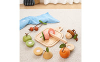 Wooden Cutting Fruit Culinary Play Pieces Set Realistic Wooden Cutting Produce Culinary Play Pieces Set Educational Kitchen Accessories for Preschool