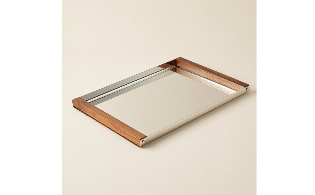 Rectangular Serving Tray Mirrored Mirror Tray Metal Corners Home