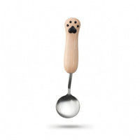 Spoon with Wooden Handle Slim Dessert Spoon Kitchenware Compact for Children, Daily Meals