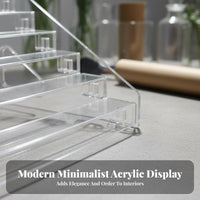 Acrylic Card Display Stand Clear Construction Tiered Acrylic Display Stand Space Saving Multi-Level Postcard Holder for Florists, Artists, Flower Shop