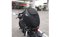 Reflective Motorcycle Rear Seat Bag Structured Motorcycle Tail Bag with Backpack Straps Adjustable for Commuters