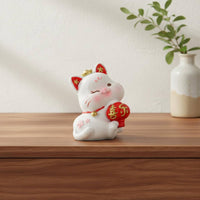 Wealth Symbol Fortunate Feline Statue Prosperity Maneki Neko Figurine Cute Design Fortune Feline Ornament Resin for Office, Entryway