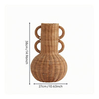 Braided Wicker Vase Rustic Wicker Flower Basket Woven Floor Vase Uncovered Top Interior Decoration Decorative for Dried Flowers
