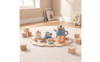Pretend Tea Set Educational Wooden Tea Set for Imaginative Play Toy Teapot with Cups for Kids, Toddlers