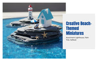 Resin Tiny Beach Landscape Decor, Lighthouse Miniature, Aquatic Habitat Fish Tank DIY, Cartoon Style, Random Design
