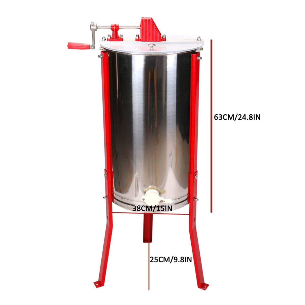 With Stand 3 Frame Honey Extractor Adjustable Legs 3 Frame Manual Honey Extractor Clear Lid Honeycomb Centrifuge Seamless Joining for Beekeepers, Farm