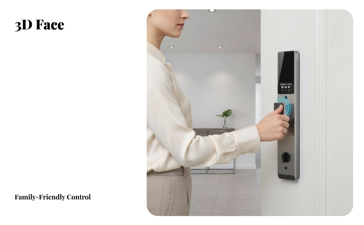 Face Recognition Door Lock Anti-Burglary Print Recognition System Password Lock Remote App Control Print Recognition System Door Handle for Renters