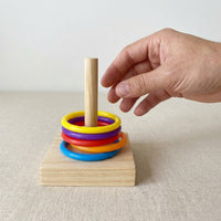 Parrot Toy Hoop Stacker Bird Training Set with Multicolored Hoops, Wooden Freestanding Puzzle Toy For Pet Bird, Small Parrot and Cockatiel