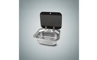 Rv Sink with Glass Lid Compact Wash Basin Easy-Clean for Travel Trailer, Caravan