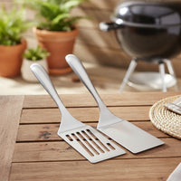 2 Pieces Barbecue Spatula Stainless Steel Grilling Turner Spatula with Slotted Blade Dishwasher Safe Utensil Easy to Clean