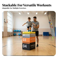 4 Pieces Soft Jump Box Set PU Cover 4-Piece Fitness Jump Box Improves Jumping Ability Stackable Foam Training Blocks for Kids, Home Gym