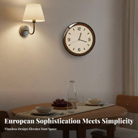 Retro Wall Clock Quiet Mechanism Vintage Decor Wall Clock Non-Ticking Retro Design Timepiece for Living Room, Bedroom, Office
