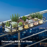 Space-Saving Design Hanging Railing Rack No Drilling Required Balcony Shelf Weather Resistant Plant Holder Adjustable attachments for Apartment Dwellers, Gardeners, Homeowners, window sill, Patio, Porch, Fence
