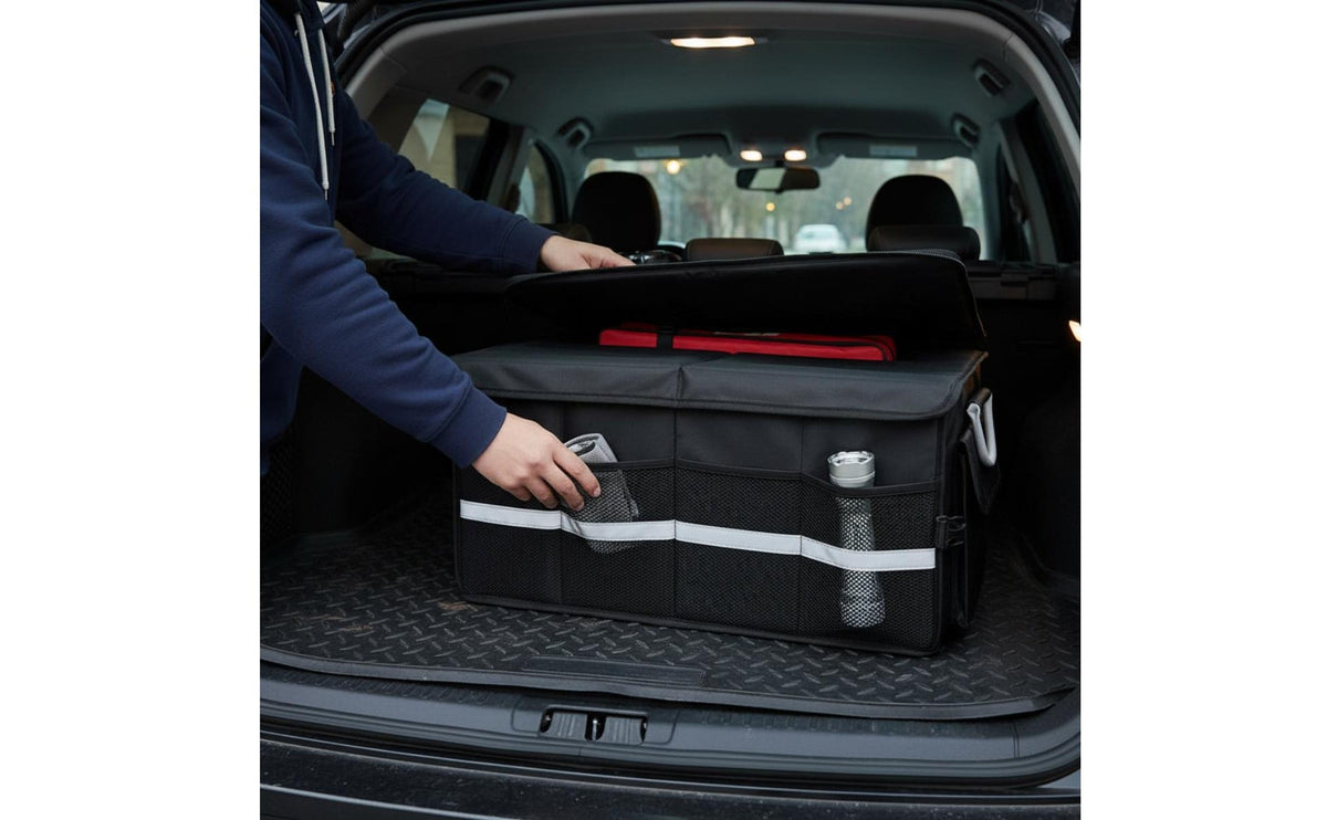 Foldable Car Trunk Organizer Portable Foldable Car Trunk Organizer Large Capacity Foldable Vehicle Cargo Container for Outdoor, Grocery Shopping