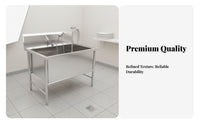 Easy to Clean Stainless Steel Grooming Tub Anti-Slip Design Stainless Steel Dog Wash Station Heavy Duty Professional Pet Bathing Tub Leak-Proof Construction for Veterinarians, Veterinary Medical Facility
