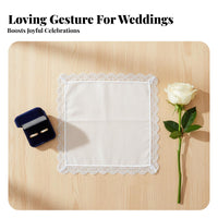6 Pieces DIY Embroidery Handkerchief Vintage Design Wedding Handkerchief Fine Hemming Lace Border Hanky for Crafters, Weddings, Special Occasions