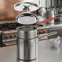 Compact Deep Fryer Pot with Basket and Strainer Easy to Clean Deep Fryer with Lid Portable Cookware for Home Cooks