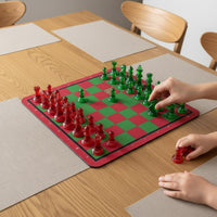 Easy to Stow Red Green Chess Board Set Lightweight Plastic Chess Set Colorful for Beginners, Kids, Travel, School