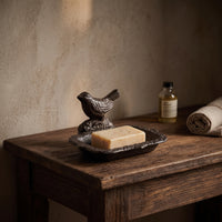 Soap Dish with Tray Cast Iron Soaps Holder Slotted Soap Dish for Washroom