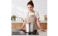 Deep Fryer Pot with Basket Single Handle Stockpot with Lid Strainer Insert Cookware