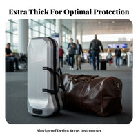 Waterproof Hard Shell Instrument Case Shock-Resistant Hard Instrument Case Soft-Lined Music Storage Brushed Silver Finish