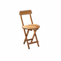 Foldable Design Backless Cross-Frame Stool Installation-without Rattan Top Folding Stool No Assembly Required Portable Seat Padded Cushion for Homeowners, Event Hosts, Home Bar, Camping, Outdoor, Indoor Use