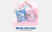 Mini Stapler, Cute Cartoon Stationery Set, Portable, Small, Macaron Colors