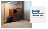 Semi-Enclosed Cat Litter Cabinet, Double-Tier, Odor Control, Water-Resistant, Large Cat Litter Box, PVC Construction