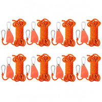 8 Pieces Braided Reflective Guy Rope Metal Hook Camping Tarp Rope with Storage Bag Reflective Guy Line Lightweight for Campers