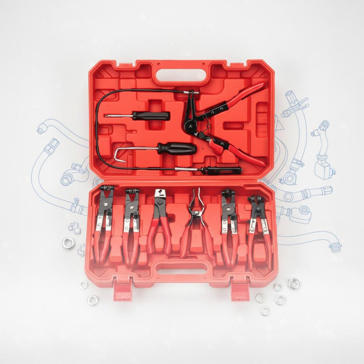 9 Pieces Automotive Hose Clamp Remover Set Heavy Duty Automotive Hose Clamp Removal Tool Kit Locking Design Technician Equipment for Auto Repair Shop