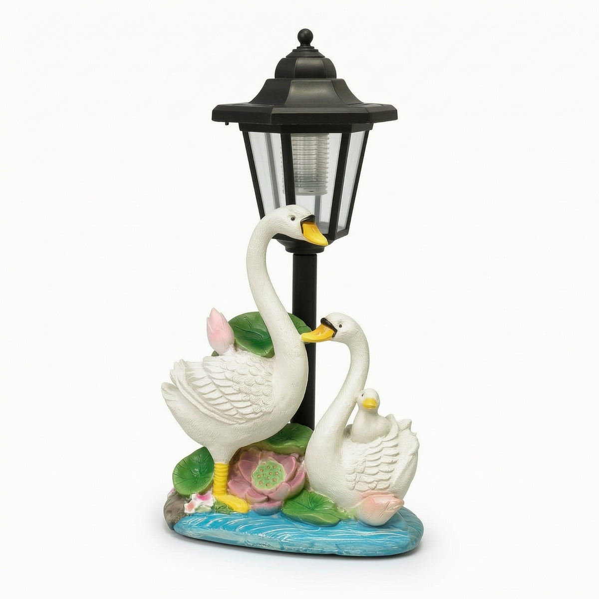 Solar Lantern with Swan Base Decorative Solar Swan Garden Statue Outdoor Light with Lantern Waterproof for Gardeners, Yard