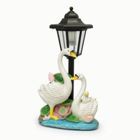 Solar Lantern with Swan Base Decorative Solar Swan Garden Statue Outdoor Light with Lantern Waterproof for Gardeners, Yard