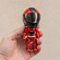 Motorcycle Helmet Action Figure with Movable Joints Mixed-Material Motorcycle Motorcyclist Figure Racer Model Articulated