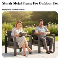 Sofa and Armchair set with Table Waterproof Outdoor Furniture sun-protected Protected Patio Seating Group for Families, Adults, Sunroom, Garden, Backyard
